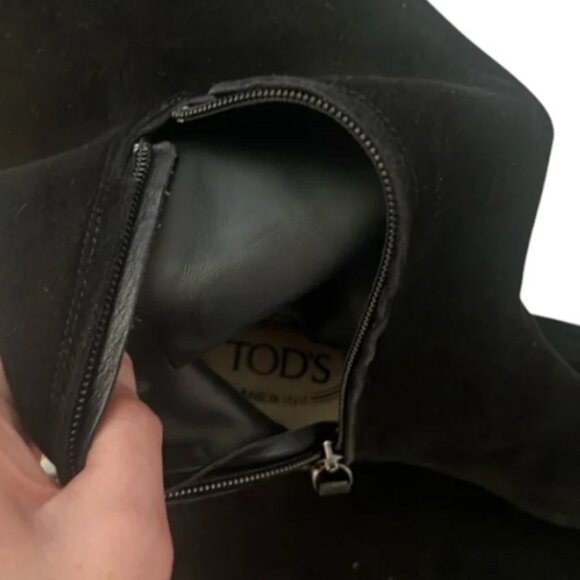 Tod's Gommino black suede flat high boots size 36.5 - Picture 6 of 13